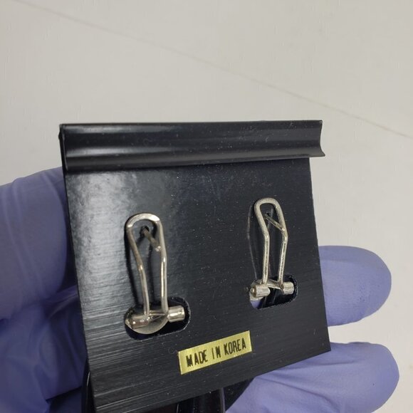 Women's Stunning Polished Silver tone & Black Hoop Drop Earrings, 2.3-inch Drop - Picture 7 of 8